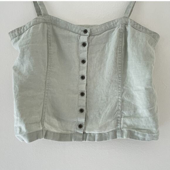 EVERLANE Light Green Linen Cami Tank Top / Sz 6 / Button Up / Boho / Minimal / - Picture 4 of 7